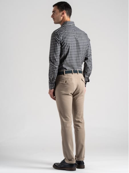 Pantalón chino de gabardina para hombre con bolsillos de ala