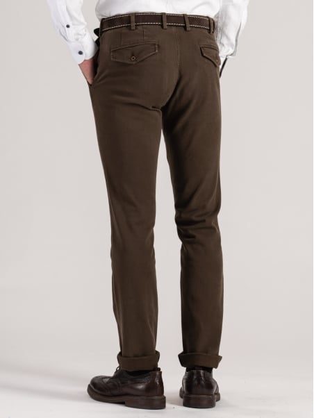 Pantalón chino de gabardina para hombre con bolsillos de ala