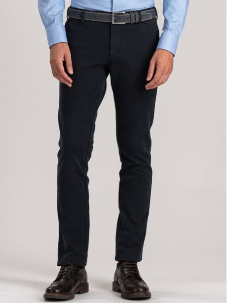 Pantalón chino de gabardina para hombre con bolsillos de ala