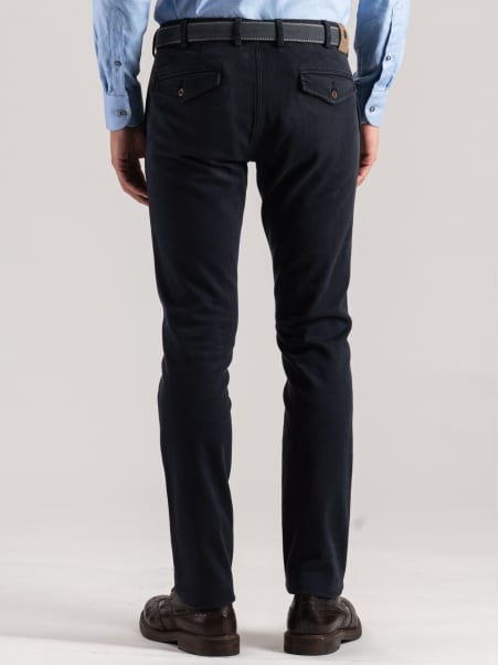 Pantalón chino de gabardina para hombre con bolsillos de ala