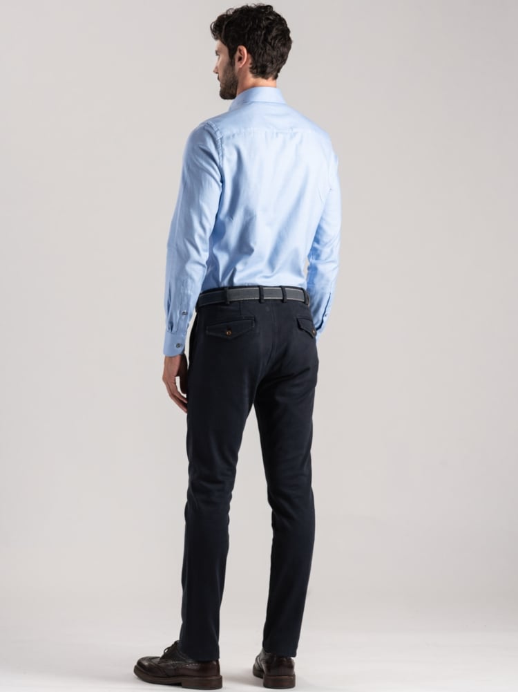 Pantalón chino de gabardina para hombre con bolsillos de ala