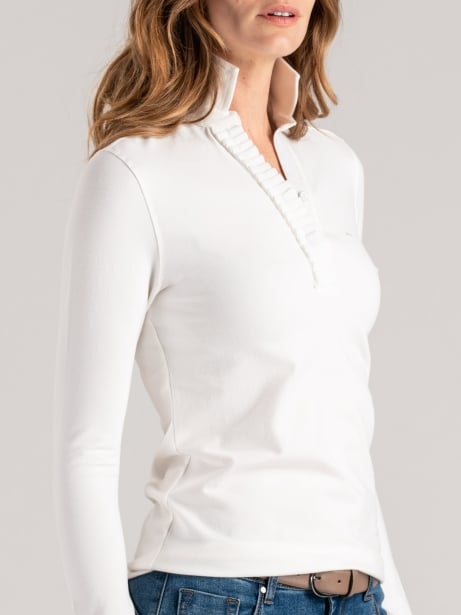 Polo de mujer con detalles en rouge y lúrex