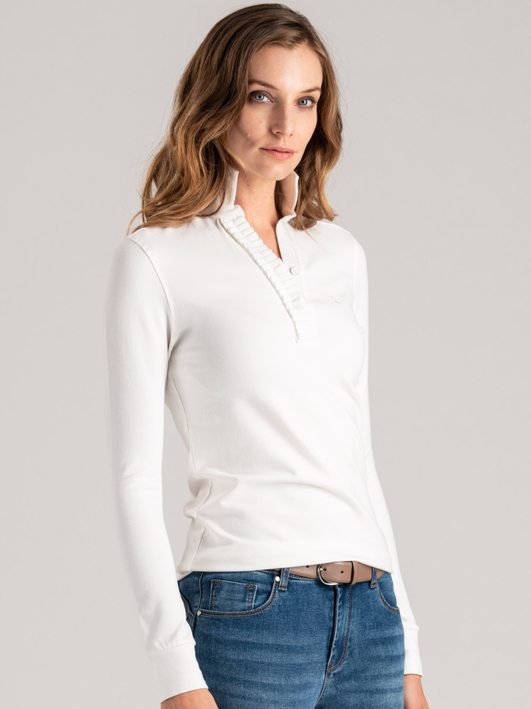 Polo de mujer con detalles en rouge y lúrex