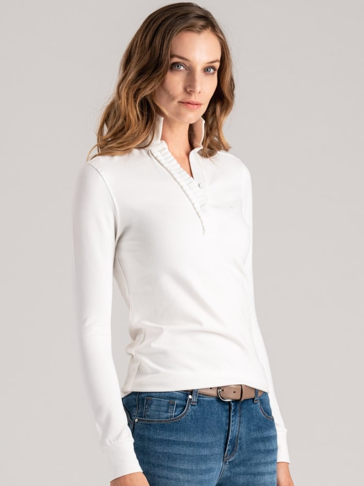 Polo donna con rouge e dettagli lurex