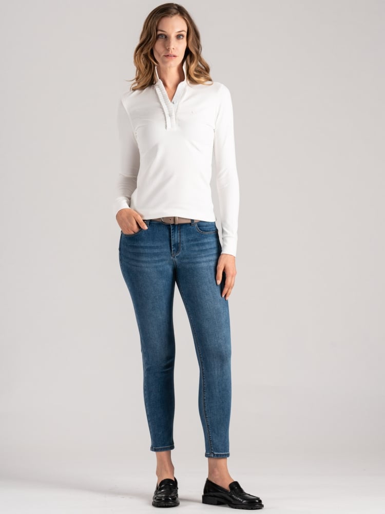 Polo donna con rouge e dettagli lurex