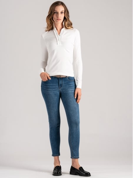 Polo donna con rouge e dettagli lurex