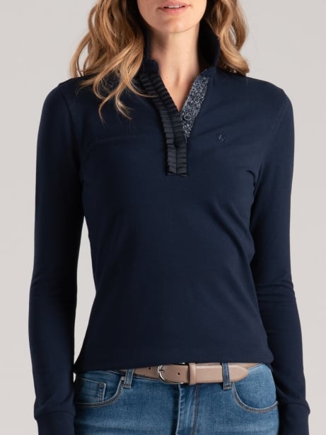 Polo de mujer con detalles en rouge y lúrex