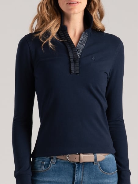 Polo de mujer con detalles en rouge y lúrex