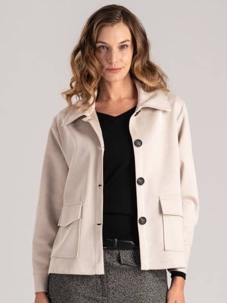 Chaqueta de mujer de ante ecológico color crema