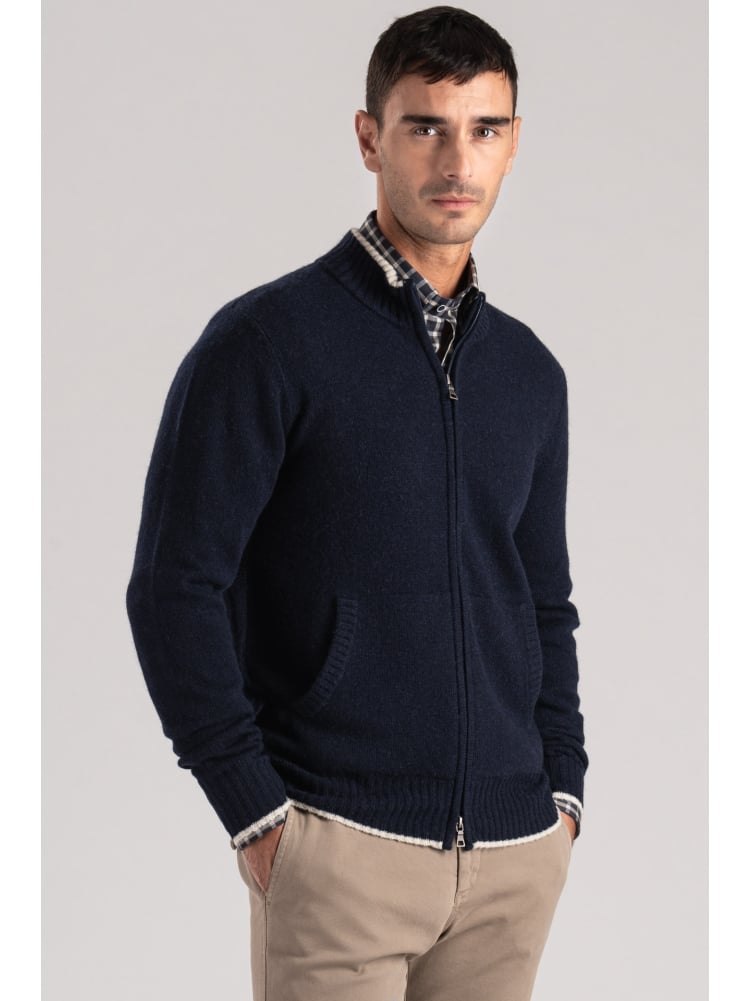 Giubbino uomo full zip con contrasti