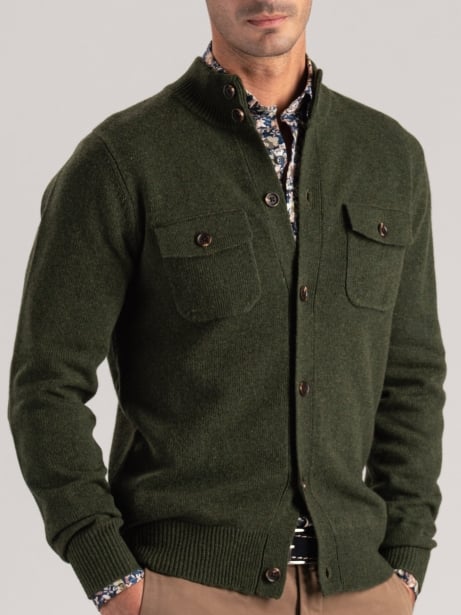 Chaqueta de mezcla de lana para hombre, galga 12