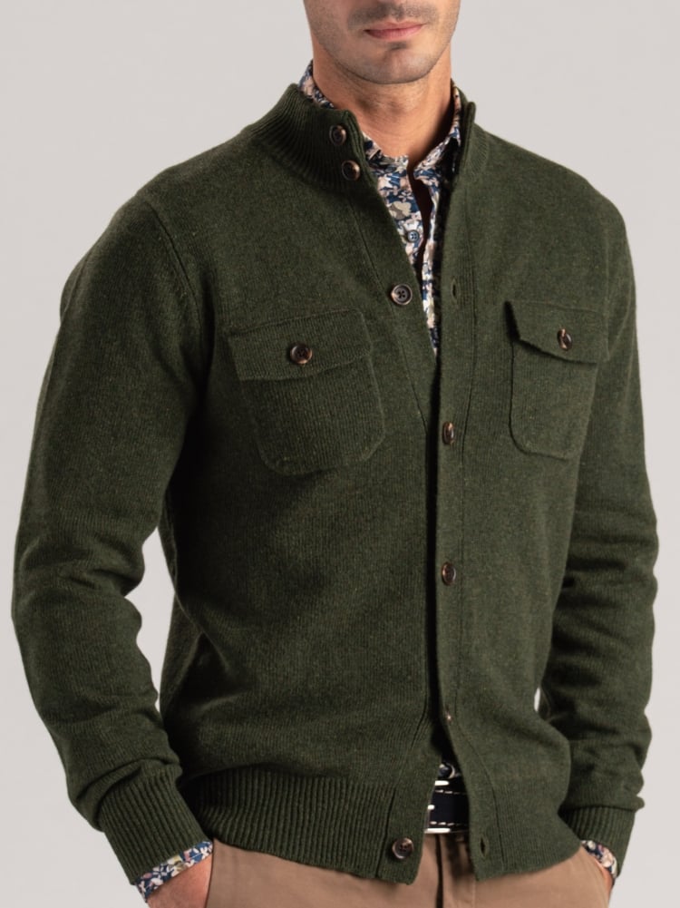 Chaqueta de mezcla de lana para hombre, galga 12