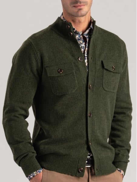 Chaqueta de mezcla de lana para hombre, galga 12