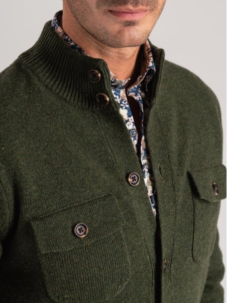 Chaqueta de mezcla de lana para hombre, galga 12