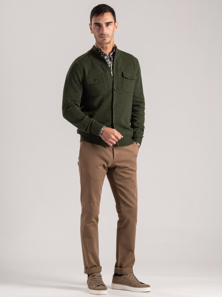 Chaqueta de mezcla de lana para hombre, galga 12