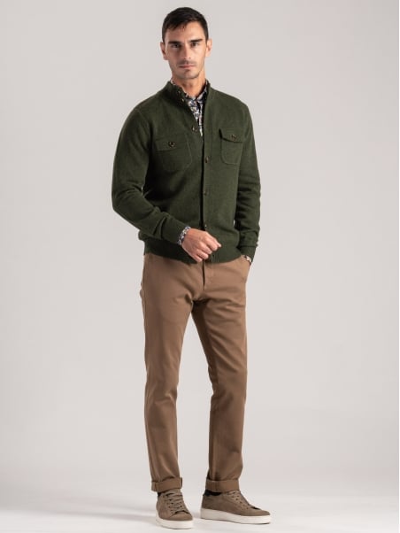 Chaqueta de mezcla de lana para hombre, galga 12
