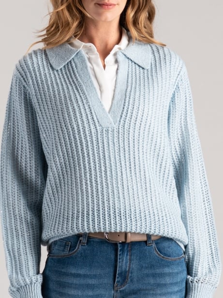 Jersey de mujer tipo polo con micro lentejuelas Invidia 1973
