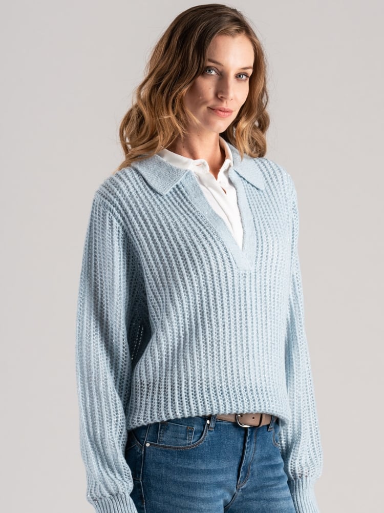 Jersey de mujer tipo polo con micro lentejuelas Invidia 1973