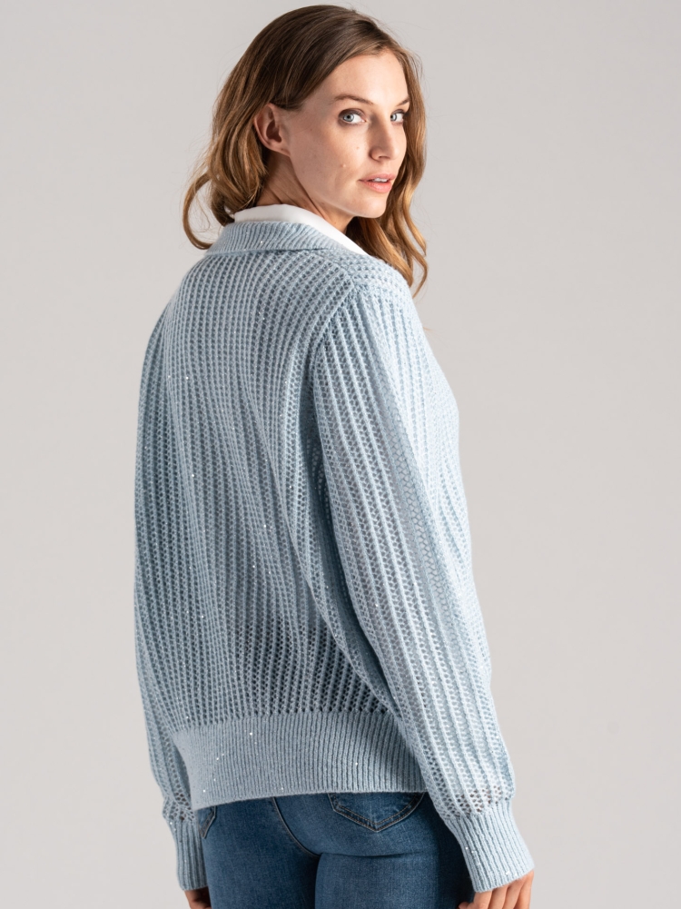 Jersey de mujer tipo polo con micro lentejuelas Invidia 1973