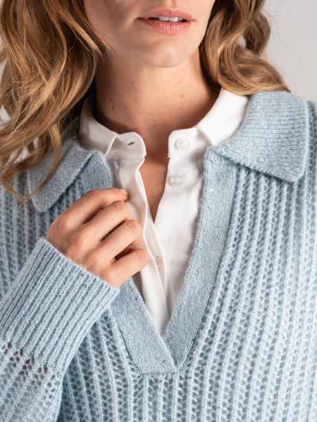 Jersey de mujer tipo polo con micro lentejuelas Invidia 1973 2