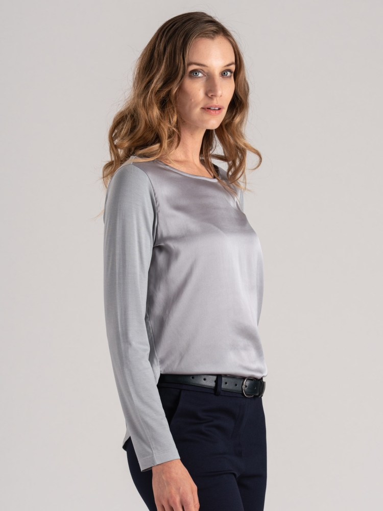 Blusa de satén y jersey de manga larga para mujer Invidia 1973