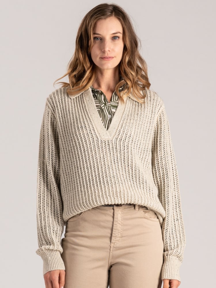 Jersey de mujer tipo polo con micro lentejuelas Invidia 1973