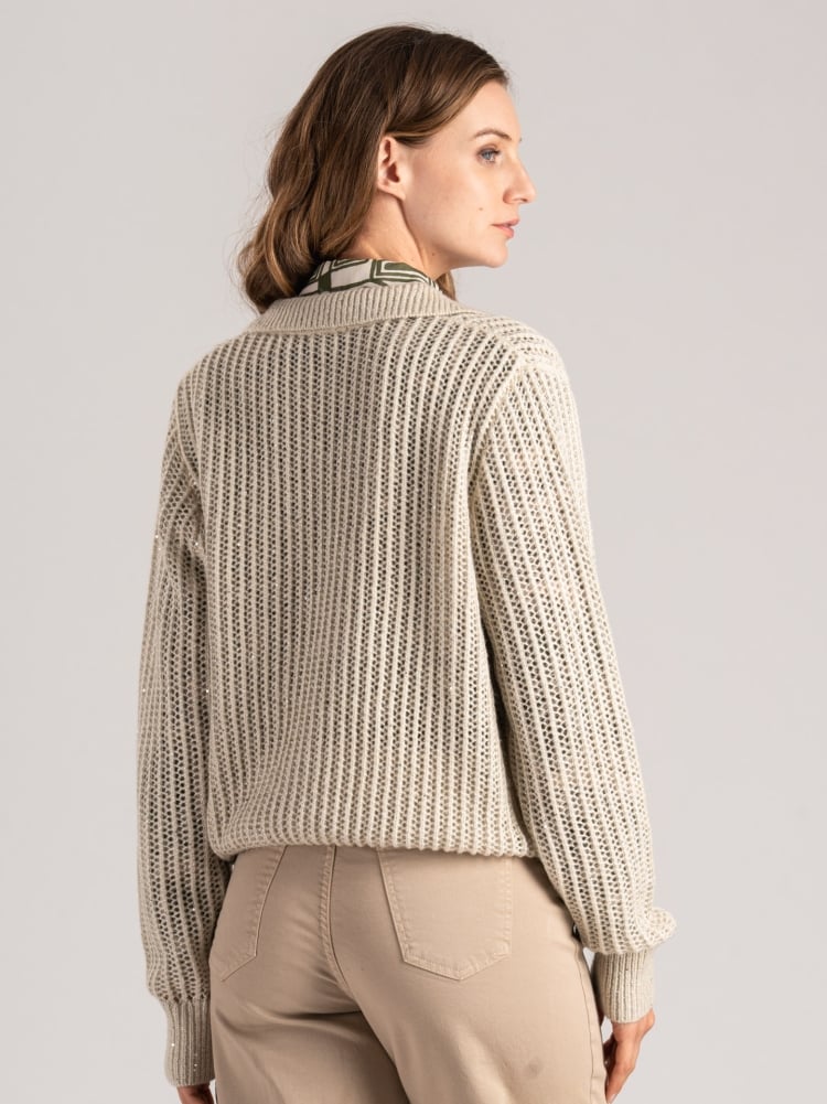 Jersey de mujer tipo polo con micro lentejuelas Invidia 1973