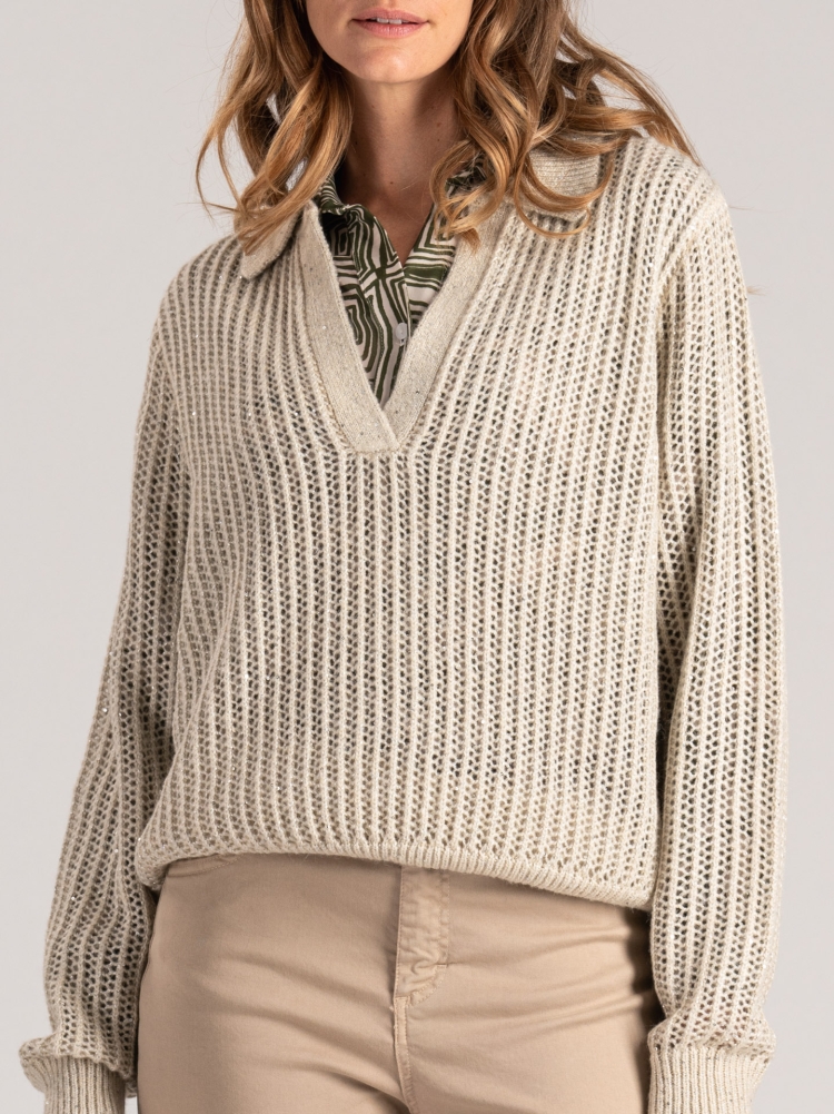 Jersey de mujer tipo polo con micro lentejuelas Invidia 1973