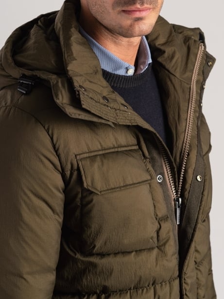 Giubbino uomo 4 tasche in tessuto crinkle imbottito 2