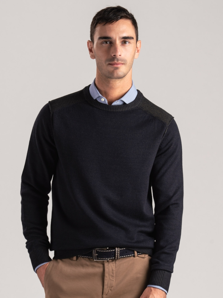 Jersey Vanisè de cuello redondo en mezcla de lana para hombre
