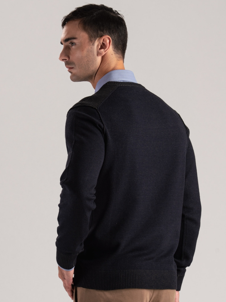 Jersey Vanisè de cuello redondo en mezcla de lana para hombre