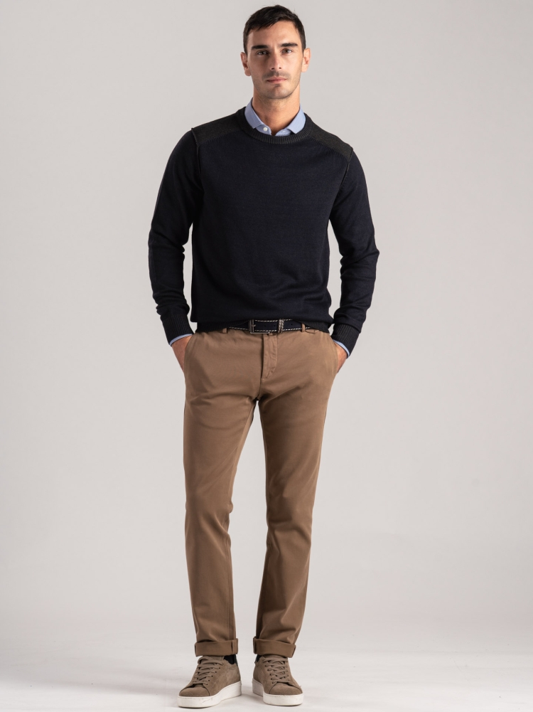 Jersey Vanisè de cuello redondo en mezcla de lana para hombre