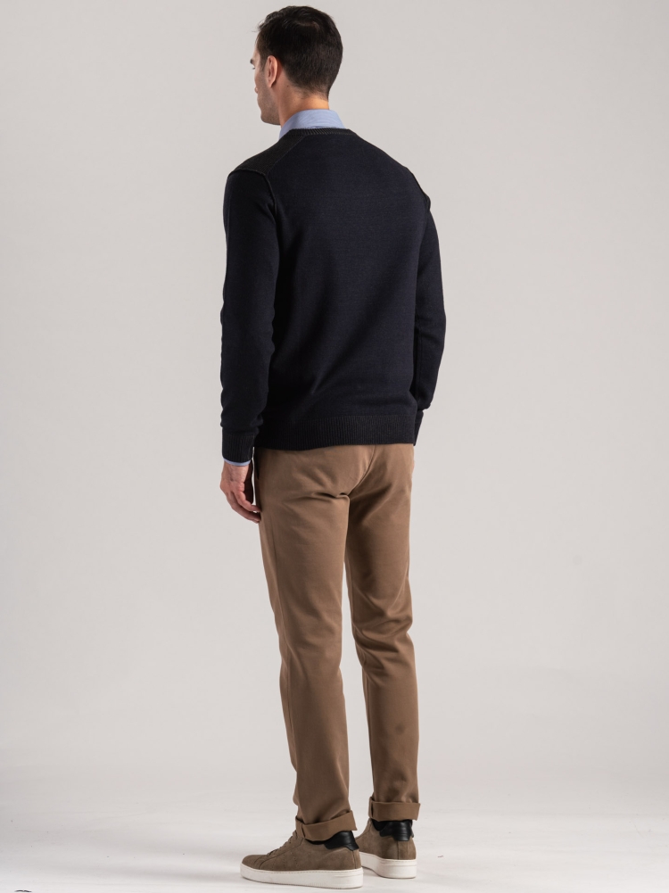 Jersey Vanisè de cuello redondo en mezcla de lana para hombre
