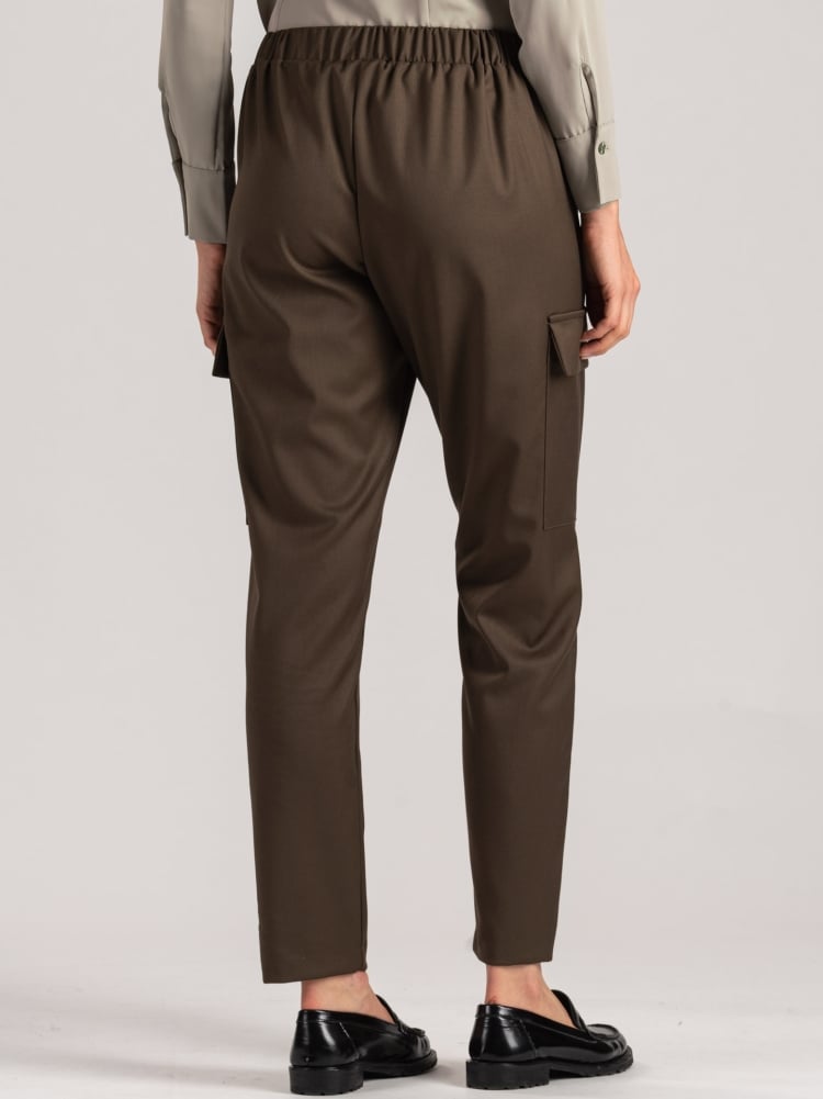 Pantalone donna cargo in tessuto simil flanella