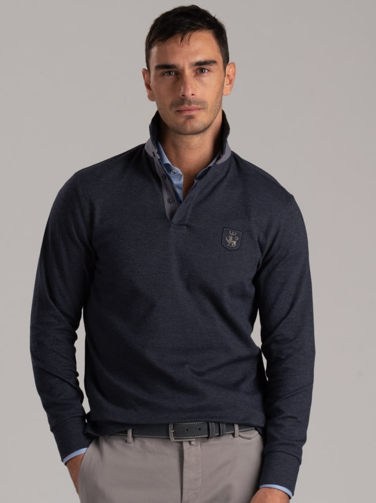 Polo de piqué técnico para hombre con detalles refinados