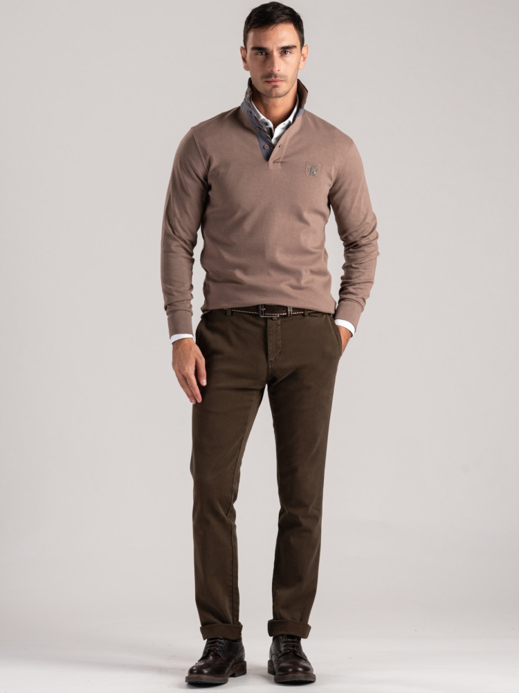 Polo de piqué técnico para hombre con detalles refinados
