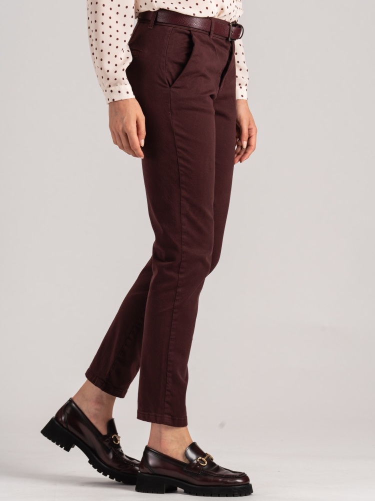 Pantalón chino de mujer en gabardina de algodón de tacto cálido
