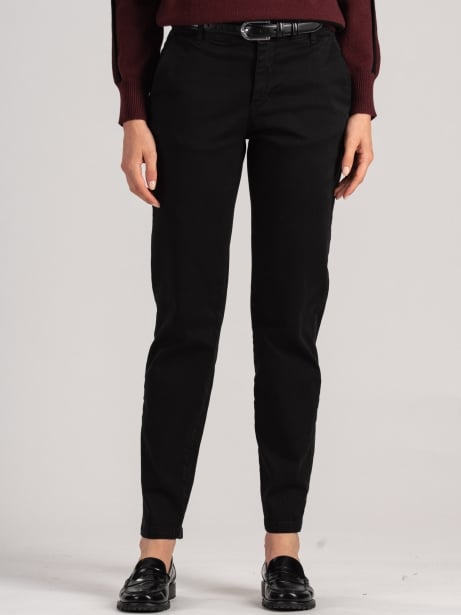 Pantalón chino de mujer en gabardina de algodón de tacto cálido
