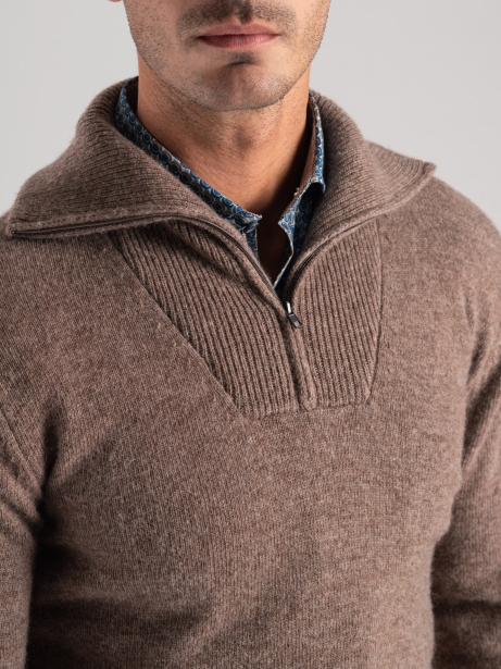 Jersey de cuello camionero con cremallera para hombre