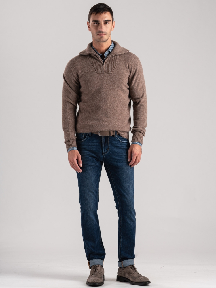 Jersey de cuello camionero con cremallera para hombre