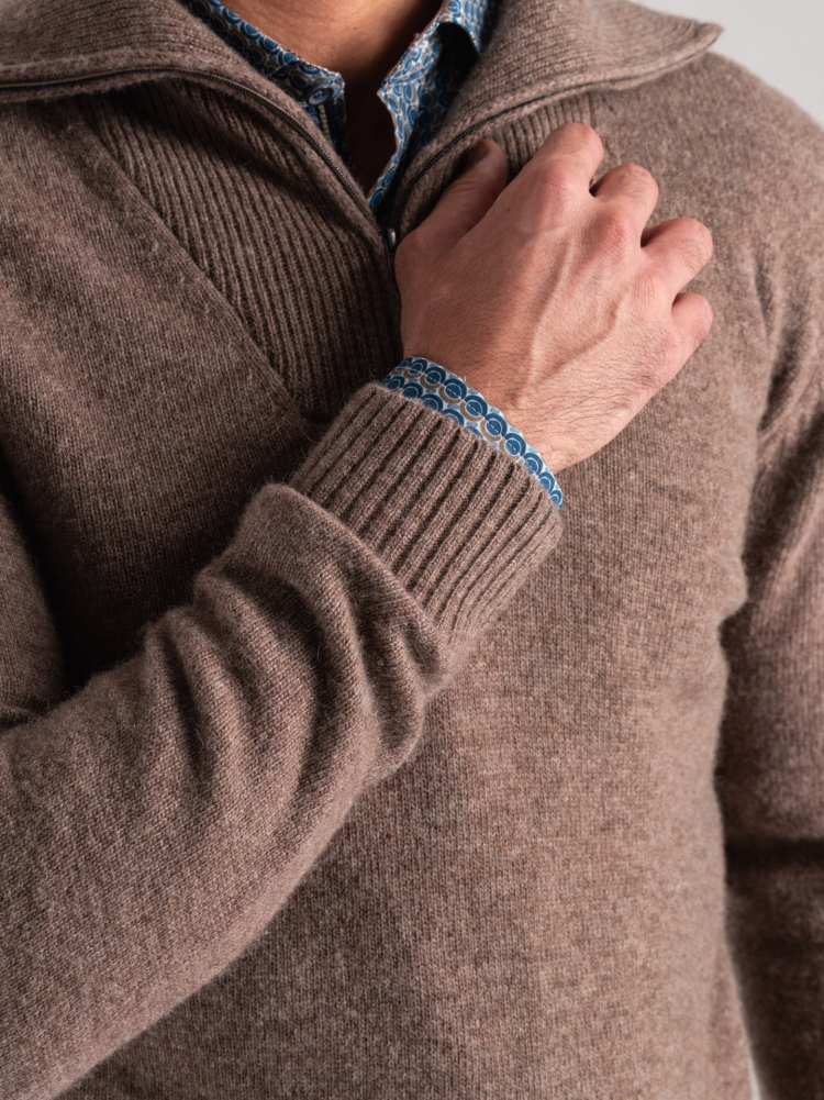 Jersey de cuello camionero con cremallera para hombre