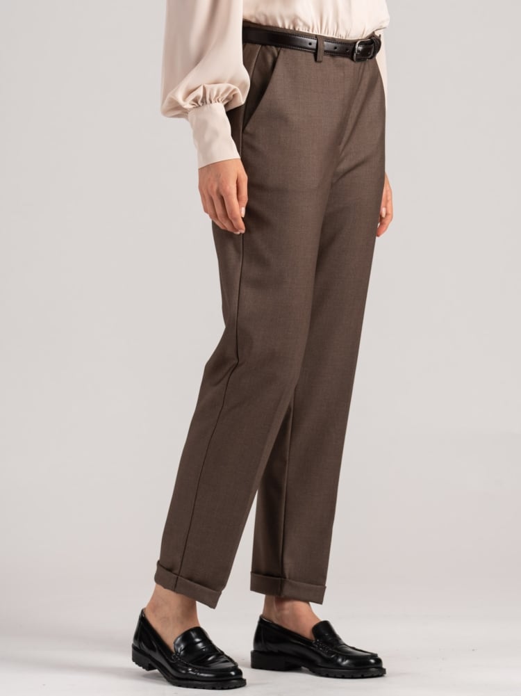 Pantalone donna sigaretta con risvolto