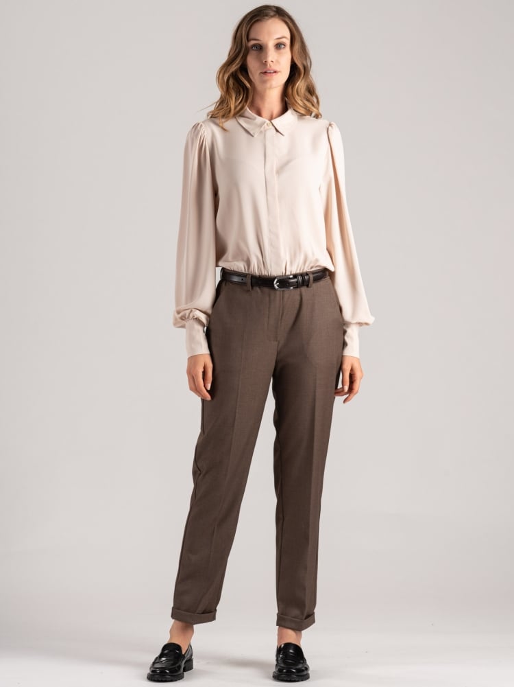 Pantalone donna sigaretta con risvolto