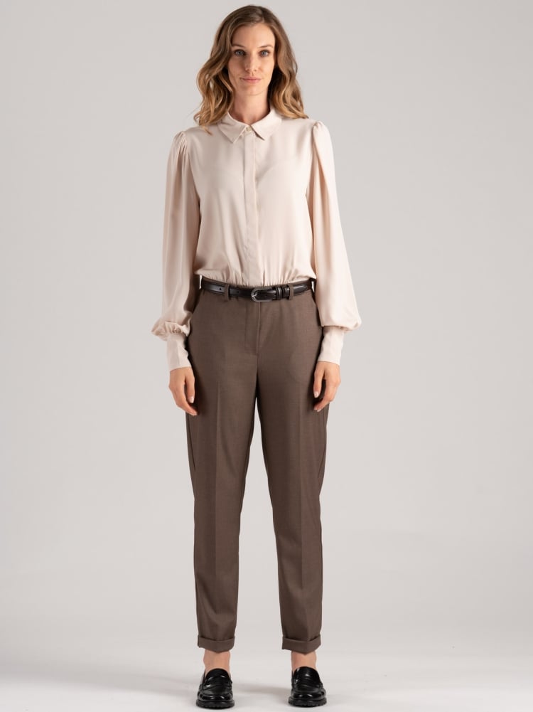 Pantalone donna sigaretta con risvolto