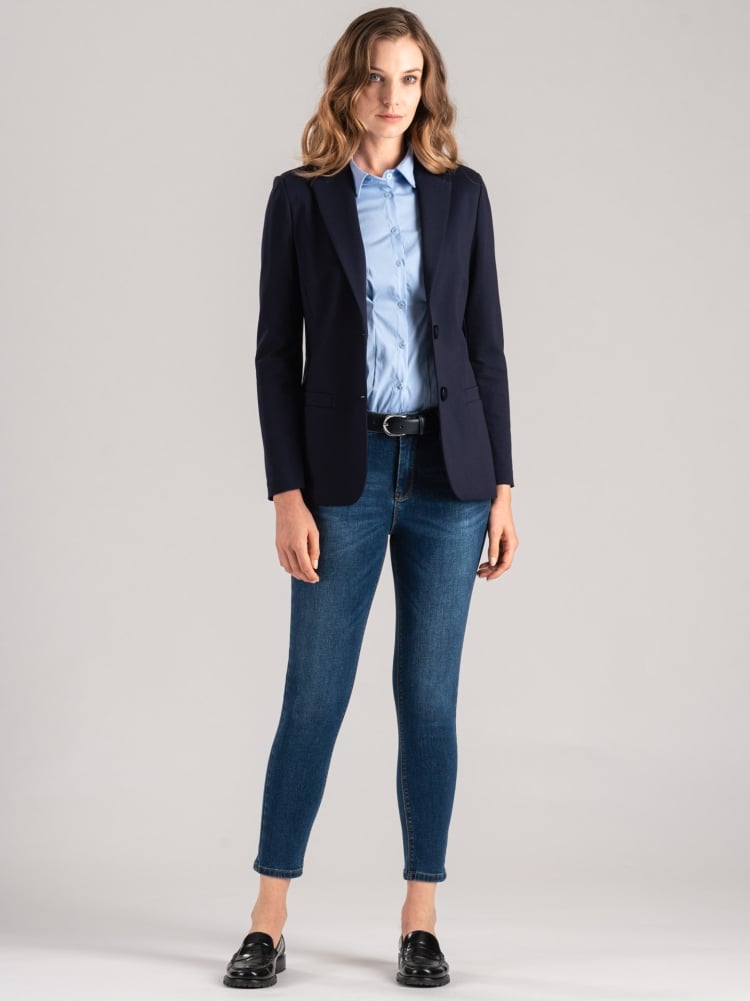 Giacca donna in tessuto punto Milano stretch
