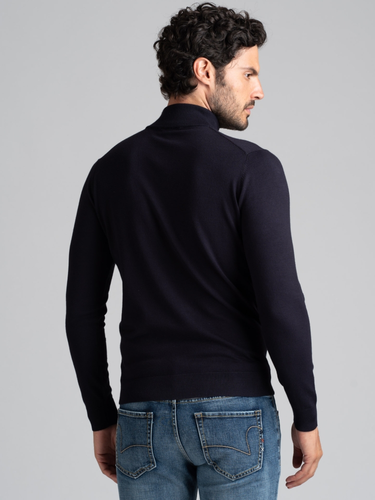 Jersey de cuello alto de viscosa para hombre, galga 12