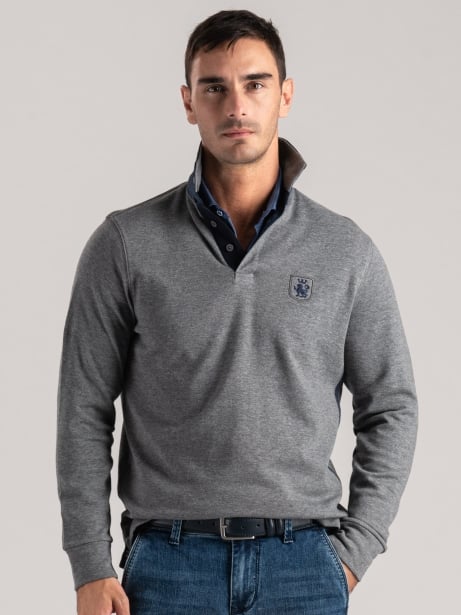 Polo de manga larga para hombre en doble jersey