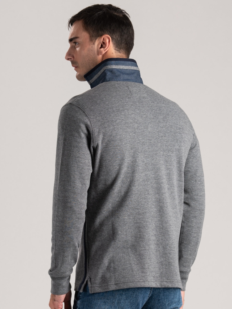 Polo de manga larga para hombre en doble jersey