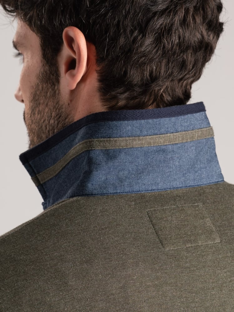 Polo de manga larga para hombre en doble jersey