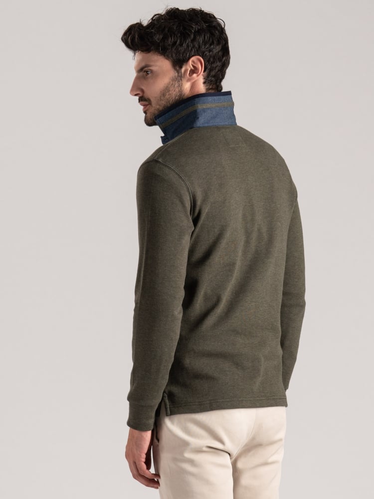 Polo de manga larga para hombre en doble jersey